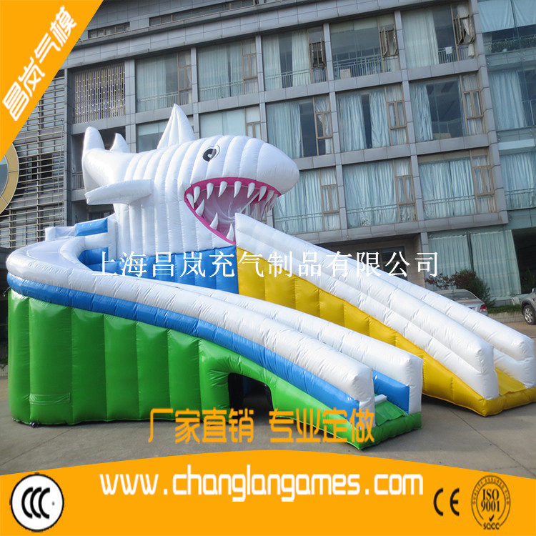 廠家直銷充氣大滑梯鯊魚水滑梯氣模定做上海出口品質 inflatable water slide shark giant slide